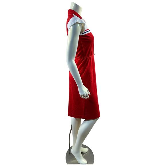 Vintage 70s Red White Tennis Dress Collared Sportswear Preppy A-Line XS/S 5-6 - Picture 5 of 7